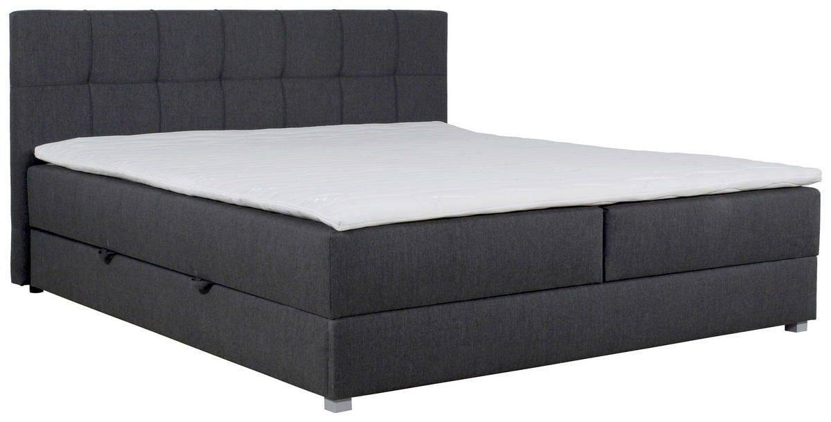 BOXBETT 180/200 cm  in Anthrazit  - Anthrazit/Silberfarben, Modern, Textil (180/200cm) - MID.YOU