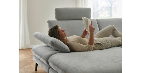 WOHNLANDSCHAFT in Chenille, Flachgewebe Silberfarben - Silberfarben/Schwarz, Design, Textil/Metall (180/344/208cm) - Dieter Knoll