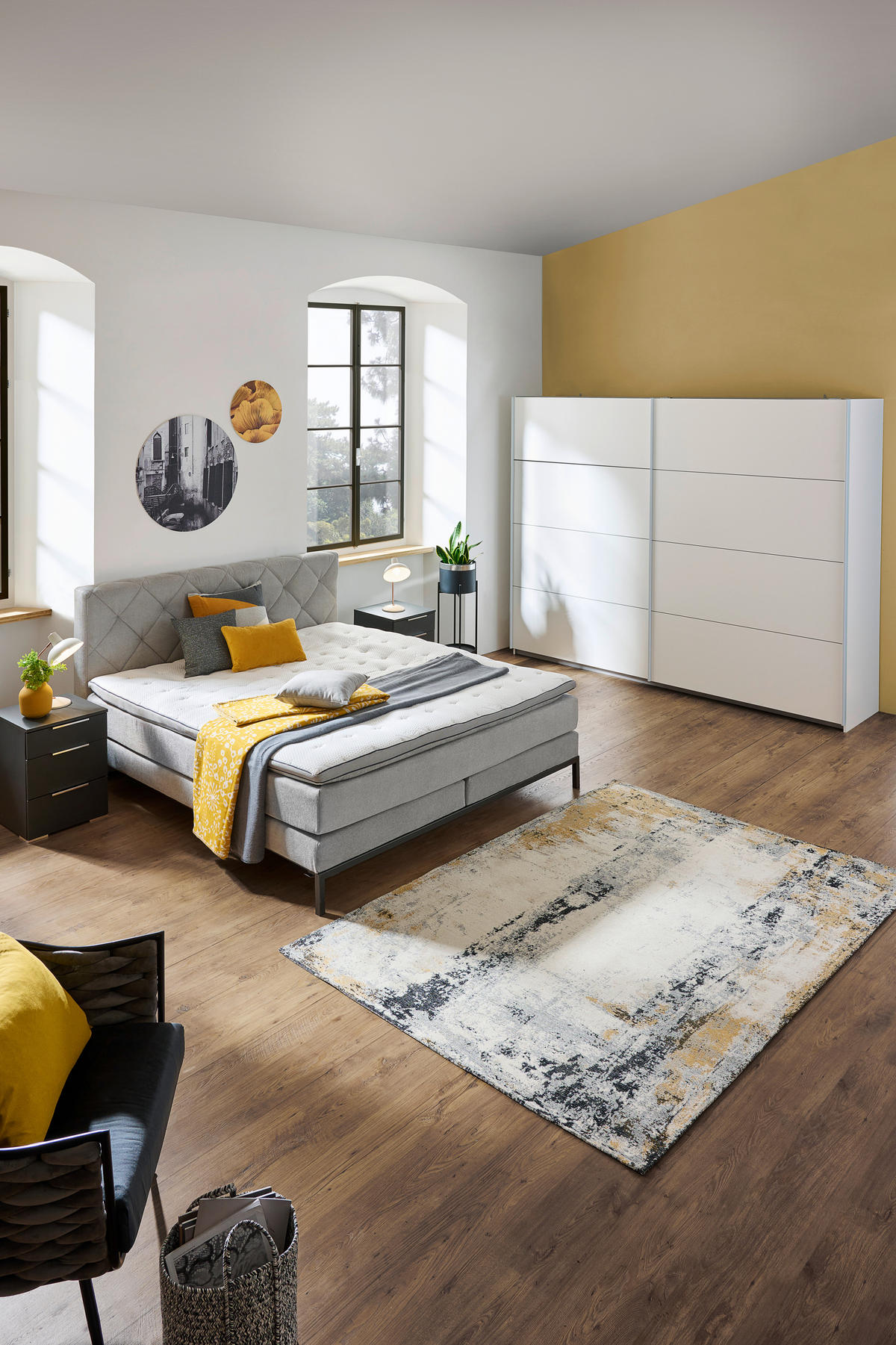BOXSPRINGBETT 180/200 cm  in Silberfarben  - Silberfarben/Schwarz, KONVENTIONELL, Textil/Metall (180/200cm) - Carryhome