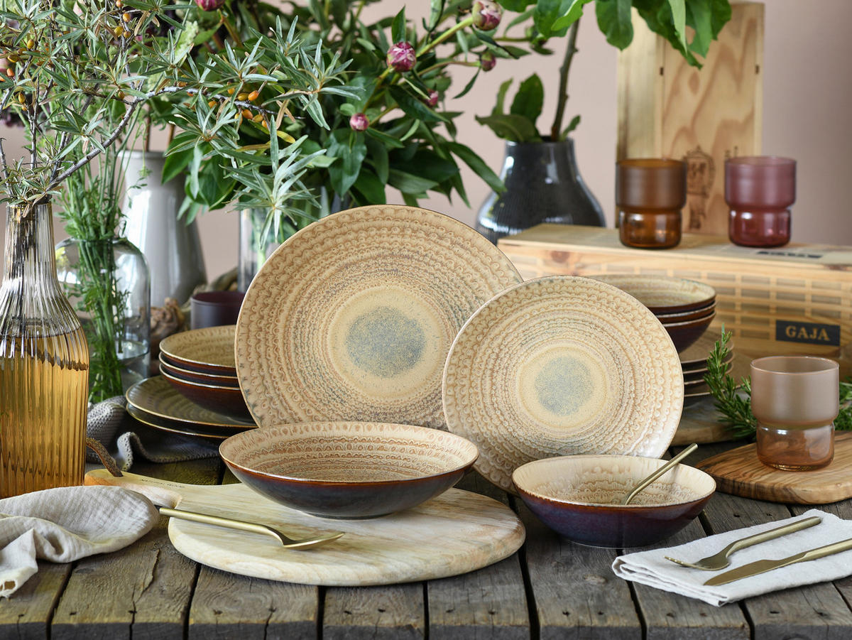 TAFELSERVICE Braun, Sandfarben Neapel Sand 16-teilig  - Sandfarben/Braun, Basics, Keramik - Creatable