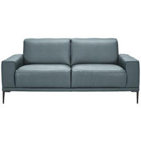 2-SITZER-SOFA Echtleder Blau  - Blau/Schwarz, Design, Leder/Metall (180/82/92cm) - Johann Jakob