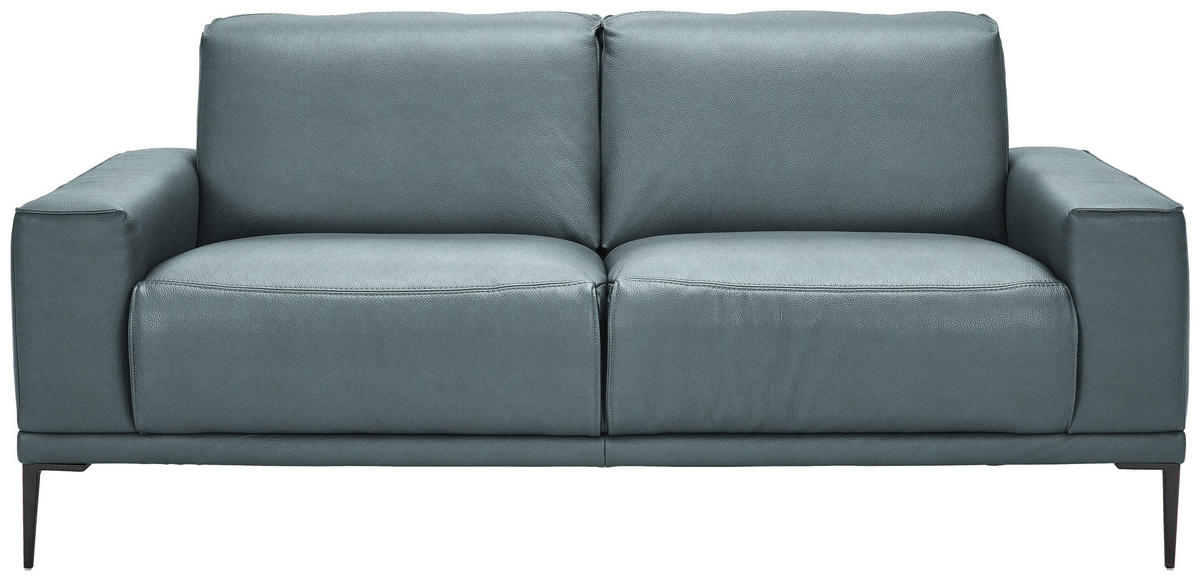 2-SITZER-SOFA Echtleder Blau  - Blau/Schwarz, Design, Leder/Metall (180/82/92cm) - Johann Jakob