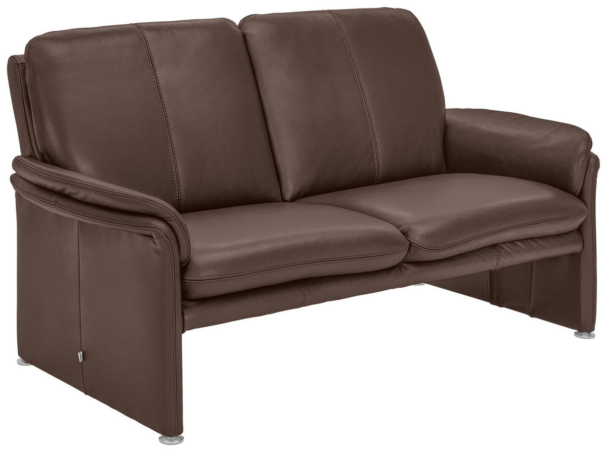 2,5-SITZER Braun Echtleder  - Chromfarben/Braun, KONVENTIONELL, Leder/Metall (186/90/86cm) - Celina Home