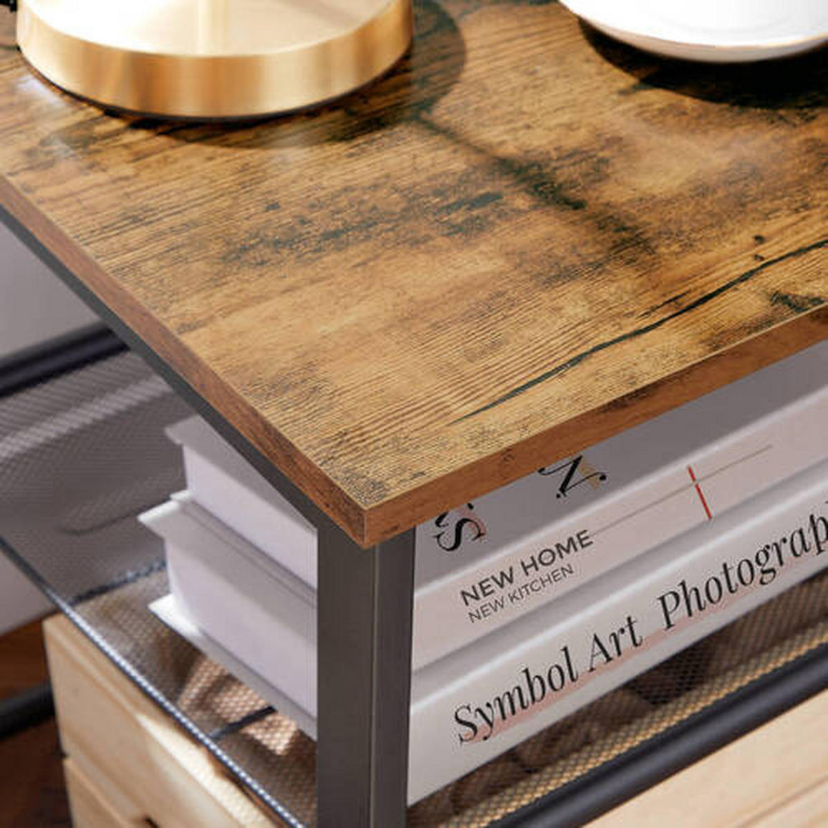 BEISTELLTISCH in Metall, Holzwerkstoff  - Schwarz/Braun, Trend, Holzwerkstoff/Metall (40/55/40cm) - Boxxx