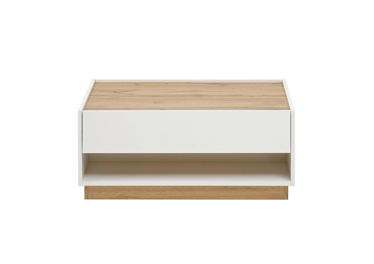 COUCHTISCH 90/60/38 cm rechteckig Weiß, Eiche Wotan  - Eiche Wotan/Weiß, Design, Holzwerkstoff (90/60/38cm) - Modante