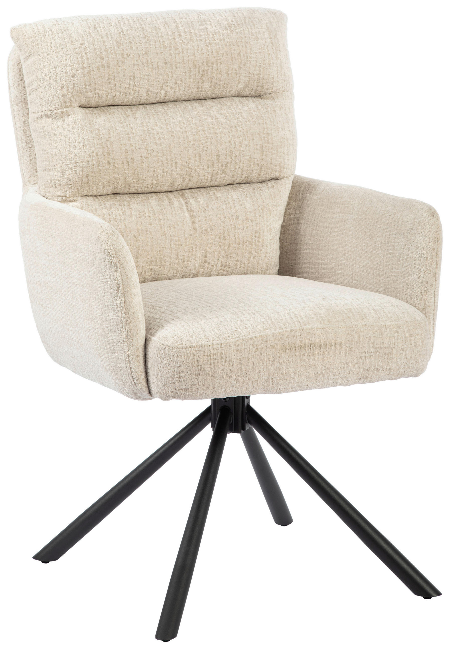 ARMLEHNSTUHL  in Eisen Webstoff  - Beige/Schwarz, MODERN, Textil/Metall (57/95/65cm) - MID.YOU