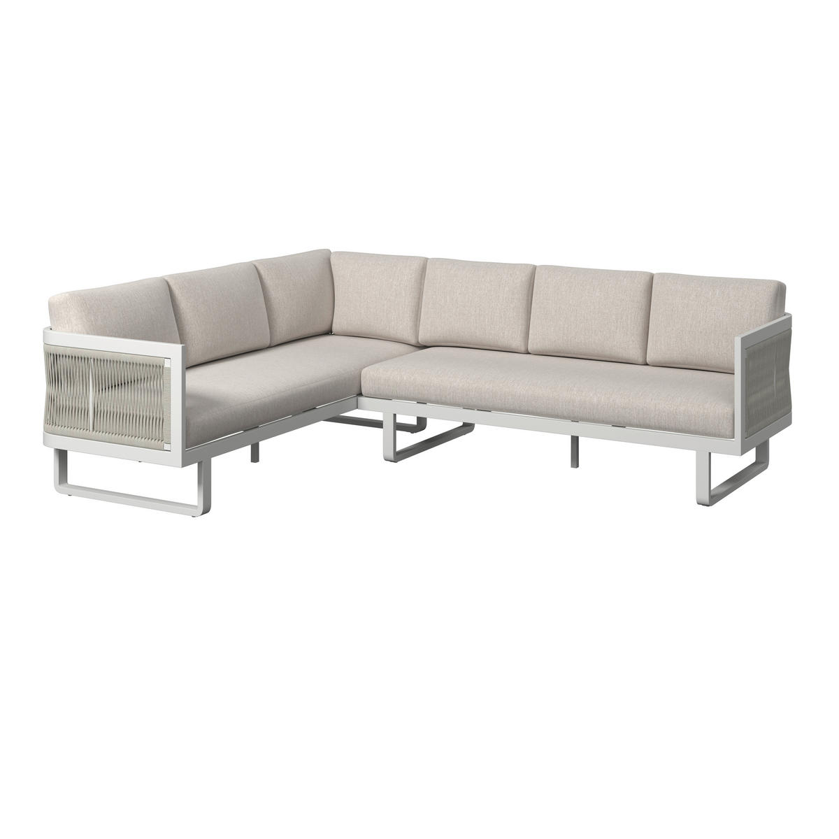 DINING-LOUNGESET 190/241 cm Aluminium  - Beige/Hellgrau, Design, Glas/Textil (190/241cm) - Amatio