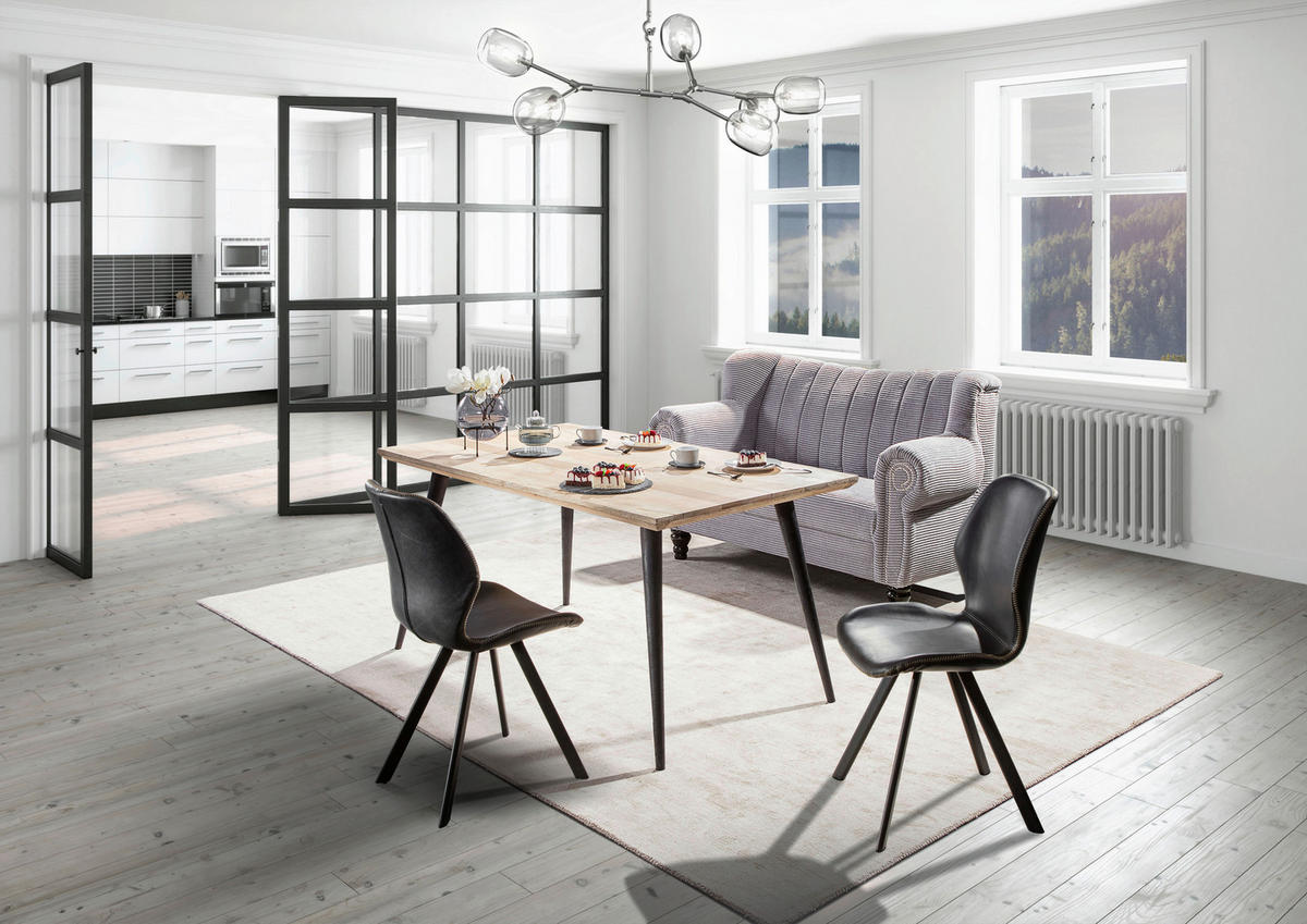 2-SITZER-SOFA Cord Hellgrau  - Dunkelbraun/Hellgrau, Design, Holz/Textil (168/96/75cm)