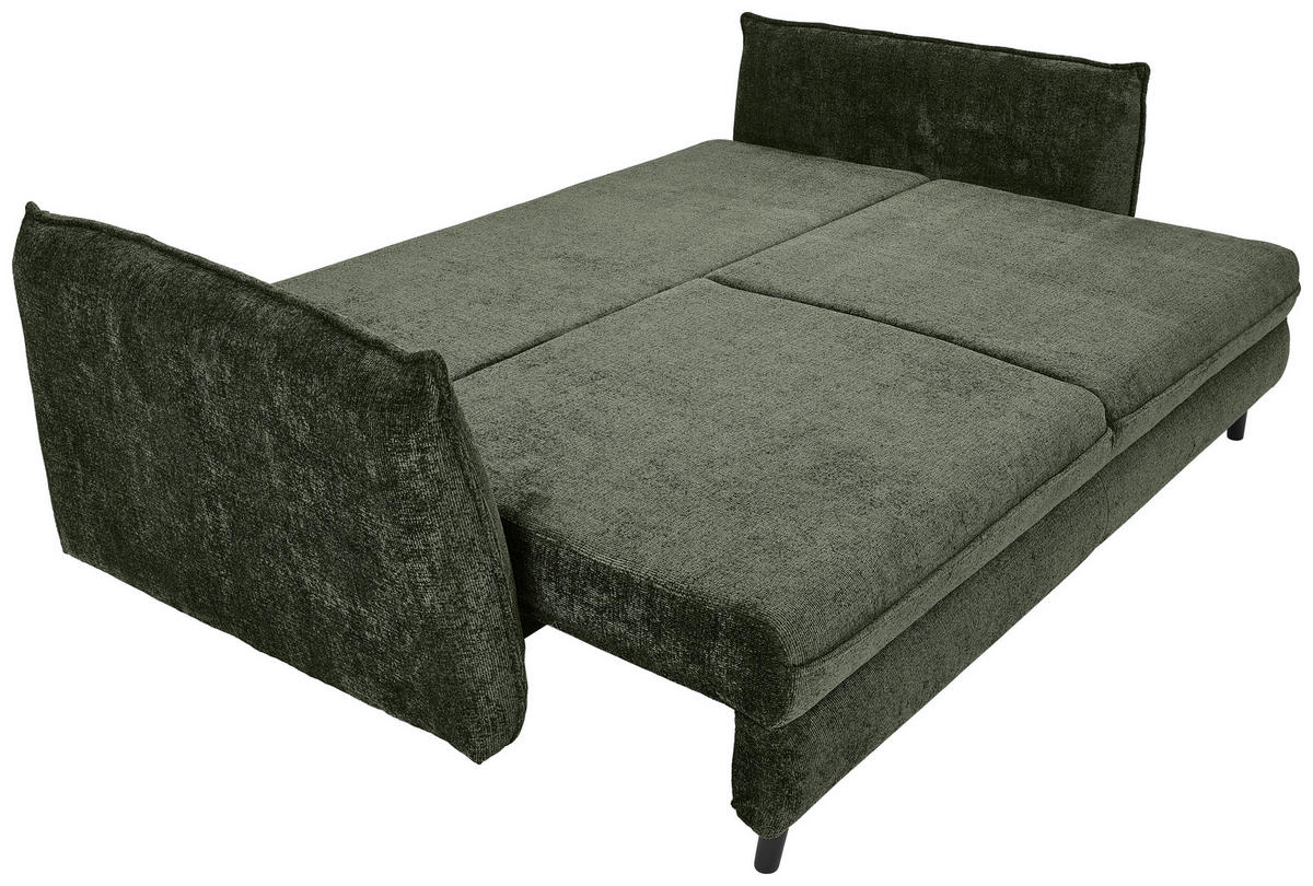 SCHLAFSOFA Chenille Olivgrün  - Schwarz/Olivgrün, KONVENTIONELL, Holz/Textil (238/99/108cm) - Carryhome