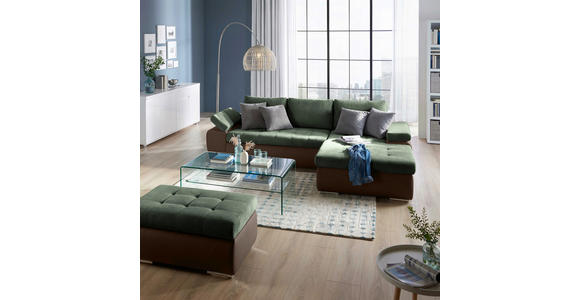 ECKSOFA in Flachgewebe Braun, Olivgrün 271/175 cm - Braun/Olivgrün, Design, Kunststoff/Textil (271/175cm) - Xora
