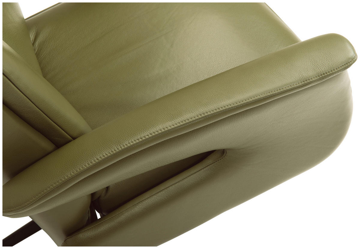 RELAXSESSEL in Leder Olivgrün  - Edelstahlfarben/Olivgrün, Design, Leder/Metall (78/106/88cm) - Welnova