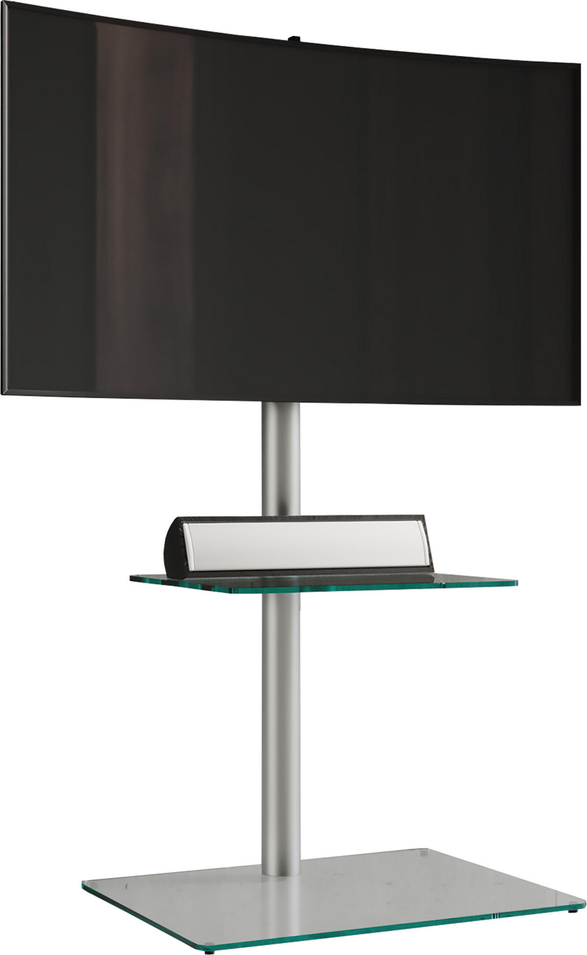 TV-RACK - Klar/Silberfarben, Basics, Glas/Metall (60/100/45cm) - MID.YOU