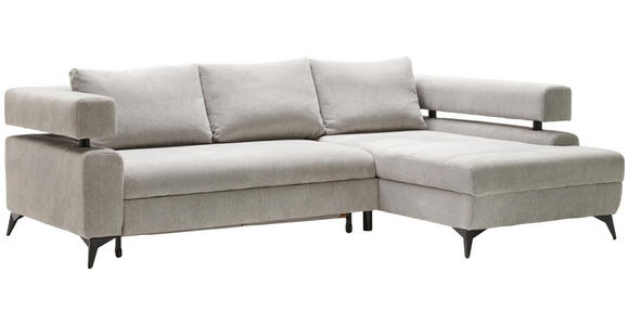 ECKSOFA in Chenille Hellgrau  - Hellgrau/Schwarz, KONVENTIONELL, Textil/Metall (265/184cm) - Hom`in