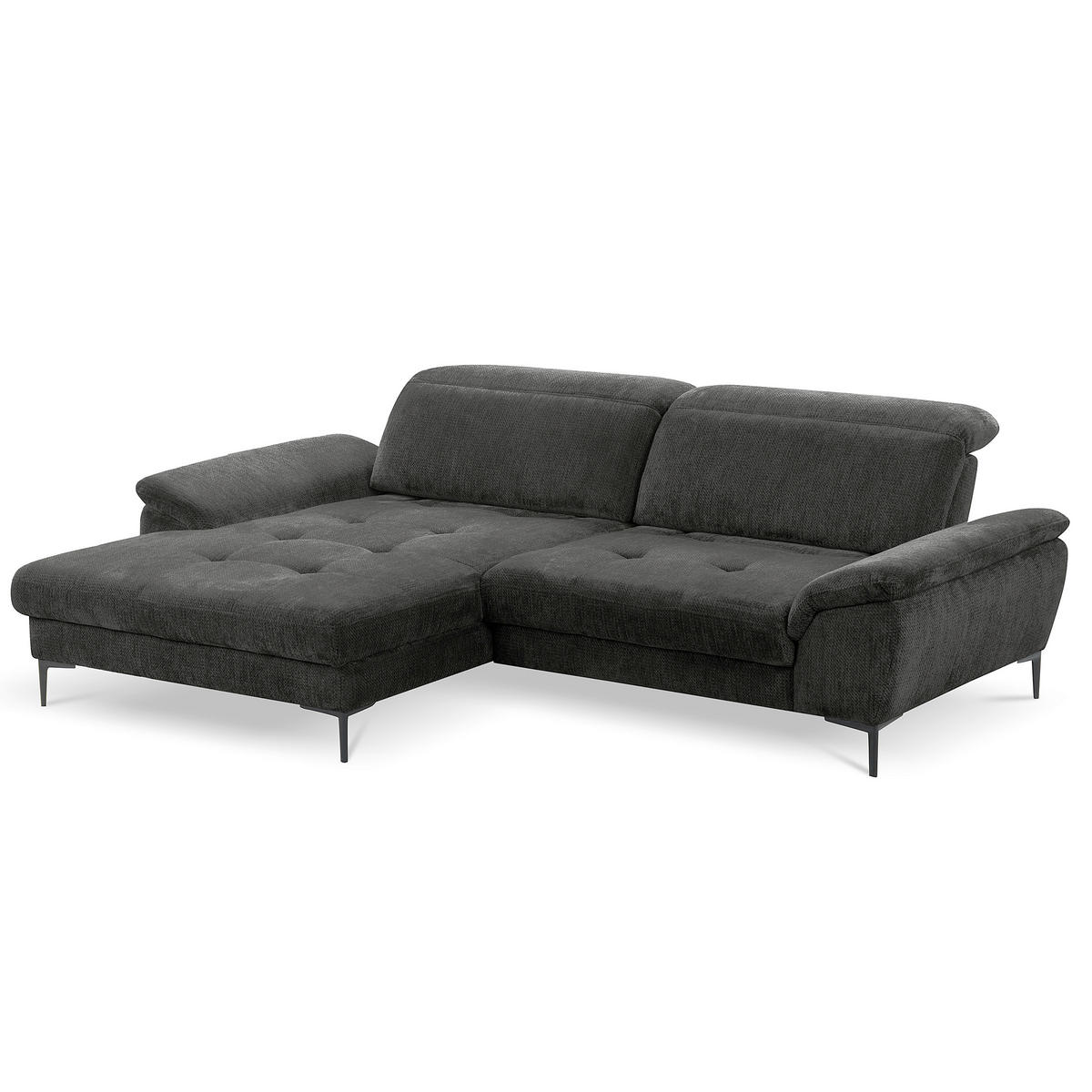 ECKSOFA  Webstoff Schwarz  - Schwarz, Design, Textil/Metall (195/268cm) - Livetastic