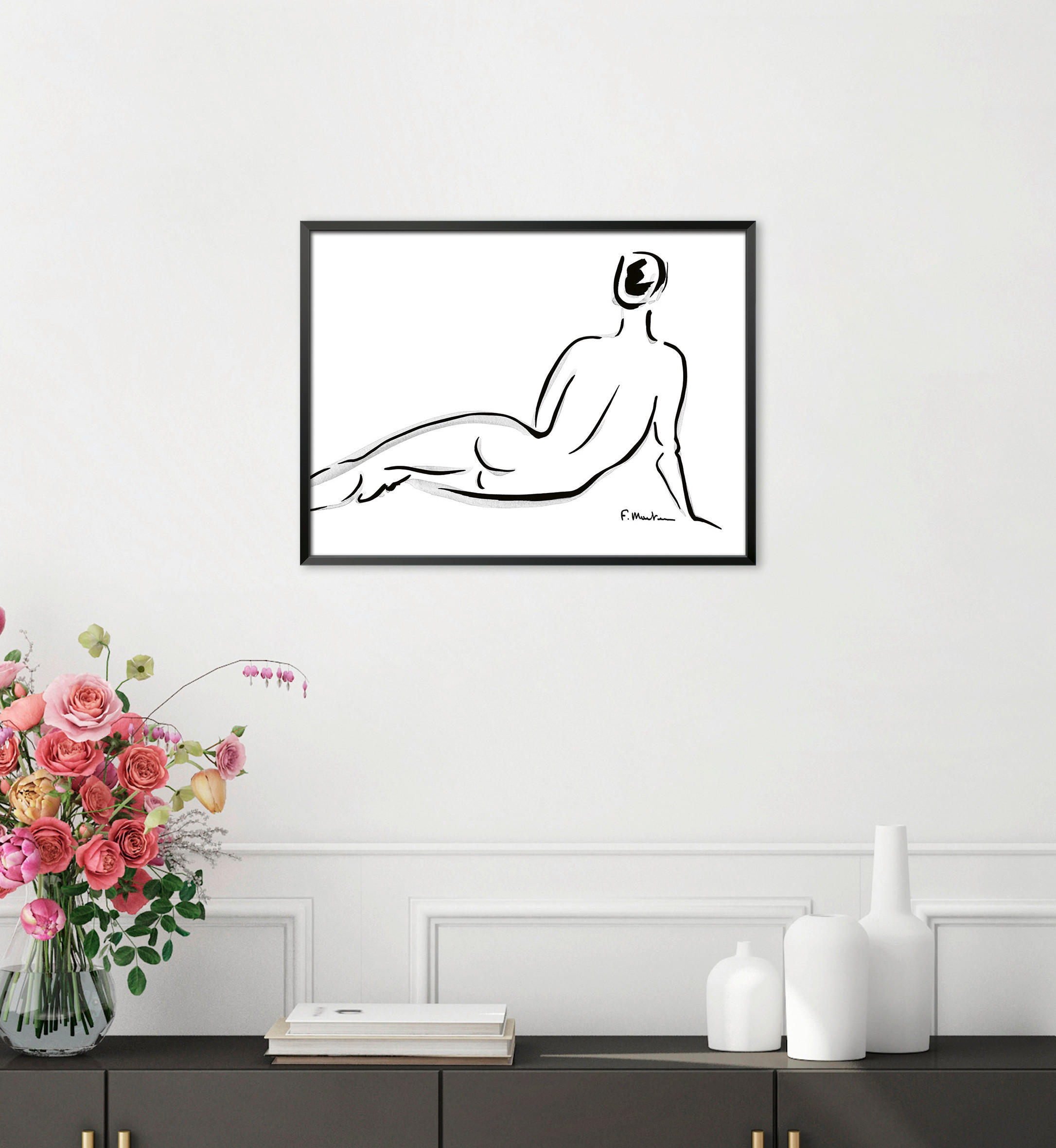 KUNSTDRUCK Frauen 40/30 cm  - Schwarz/Weiß, Basics, Papier (40/30cm) - Monee
