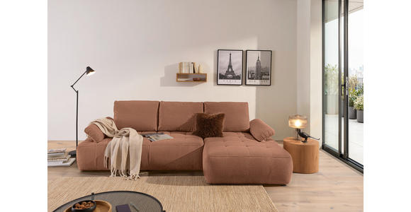 ECKSOFA  in Webstoff Dunkelorange  - Dunkelorange/Schwarz, KONVENTIONELL, Kunststoff/Textil (282/162cm) - Carryhome