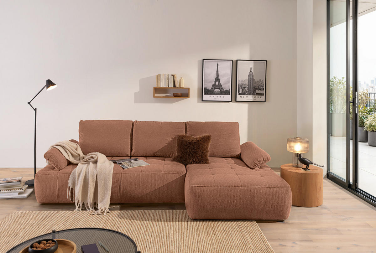 ECKSOFA Dunkelorange Webstoff  - Dunkelorange/Schwarz, KONVENTIONELL, Kunststoff/Textil (282/162cm) - Carryhome