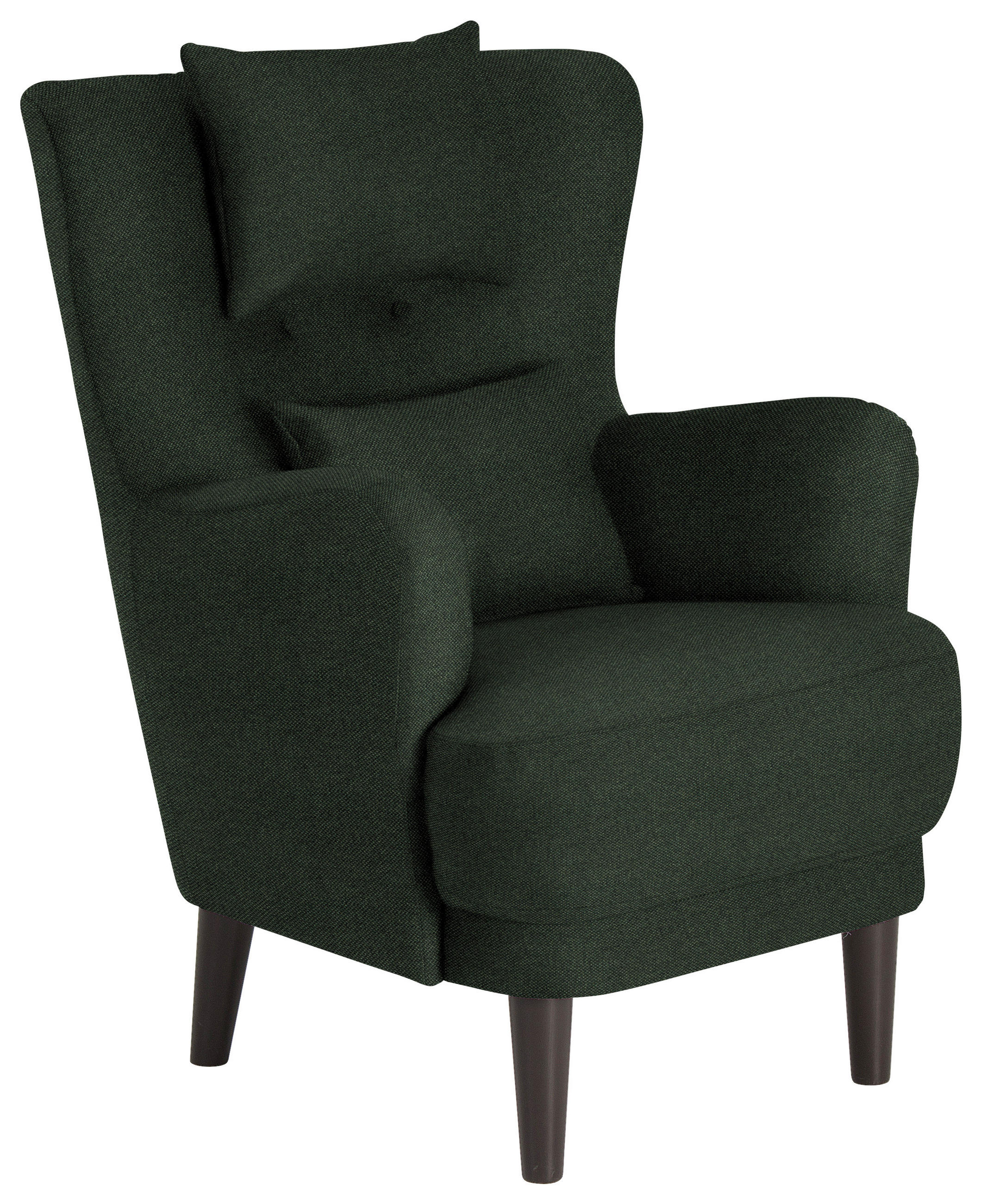 OHRENSESSEL in Flachgewebe Olivgrün  - Schwarz/Olivgrün, Design, Holz/Textil (81/106/90cm) - Carryhome