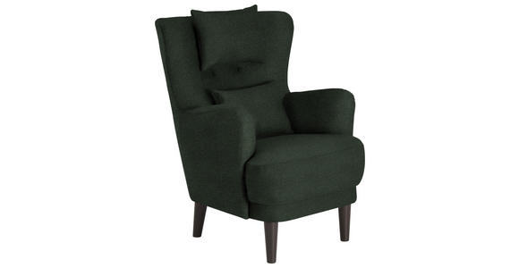 OHRENSESSEL in Flachgewebe Olivgrün - Schwarz/Olivgrün, Design, Holz/Textil (81/106/90cm) - Carryhome