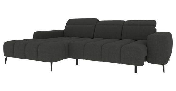 ECKSOFA Anthrazit Flachgewebe Rücken echt, Kopfteilverstellung, Sitztiefenverstellung  - Anthrazit/Schwarz, KONVENTIONELL, Kunststoff/Textil (171/273cm) - Carryhome