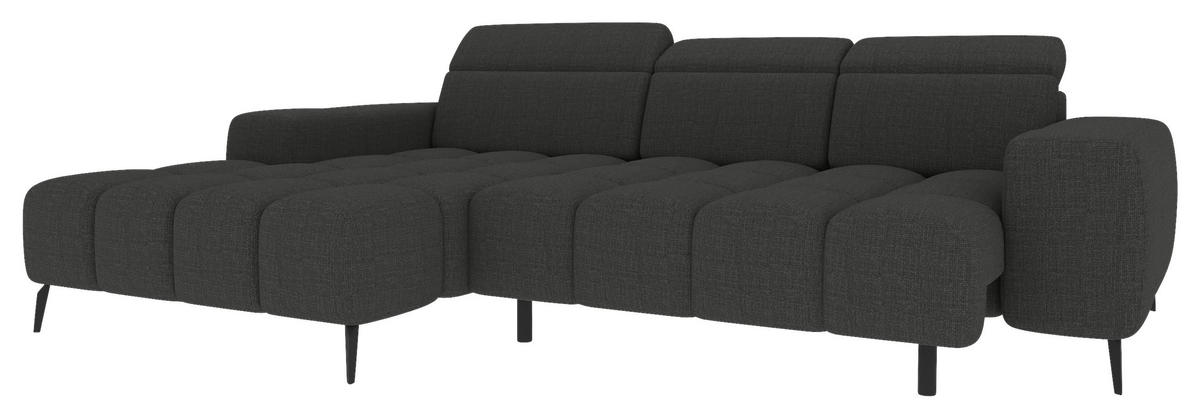 ECKSOFA Anthrazit Flachgewebe Rücken echt, Kopfteilverstellung, Sitztiefenverstellung  - Anthrazit/Schwarz, KONVENTIONELL, Kunststoff/Textil (171/273cm) - Carryhome