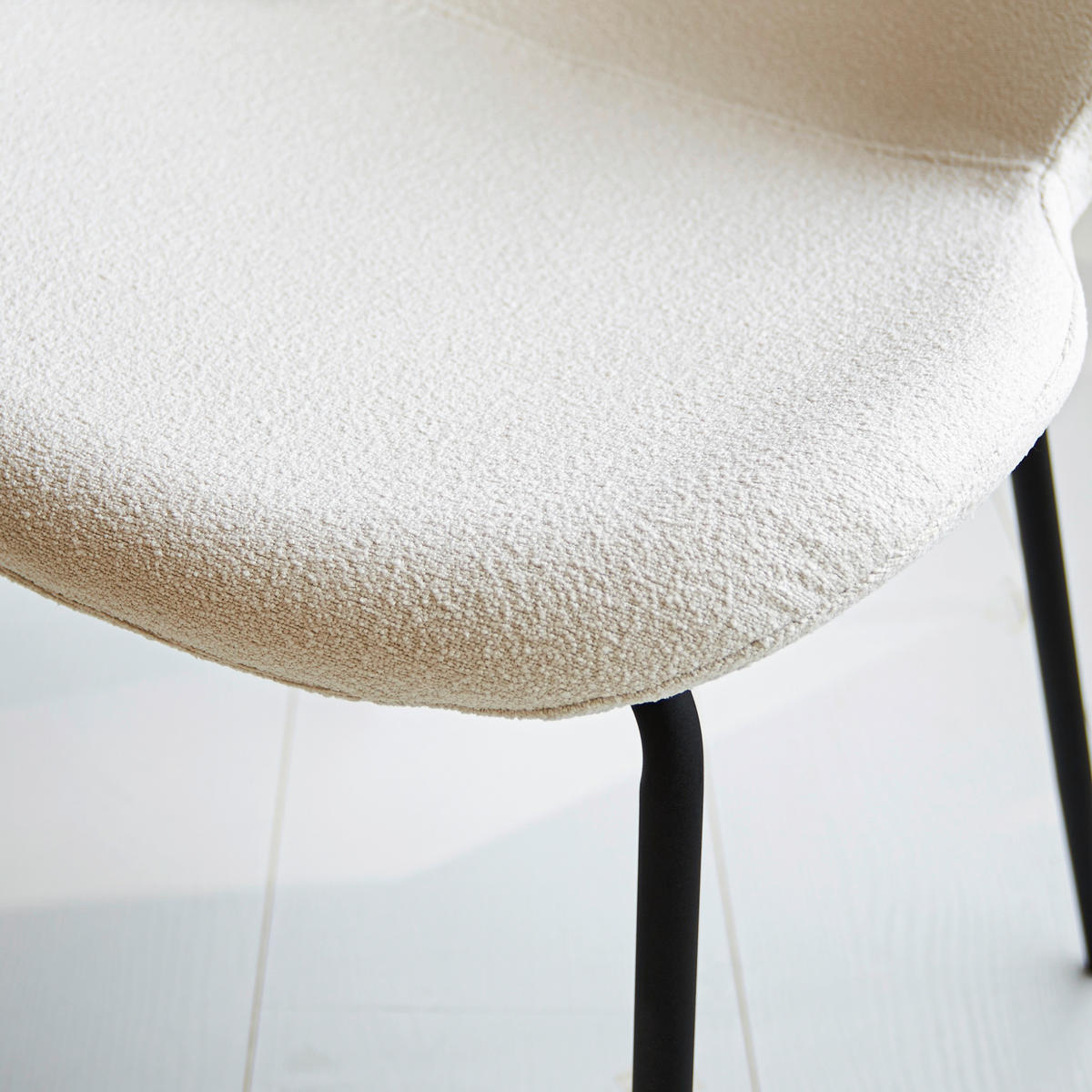 STUHL-SET 2 Stück  Bouclé  - Creme/Schwarz, MODERN, Textil/Metall (50/88,5/42cm) - MID.YOU