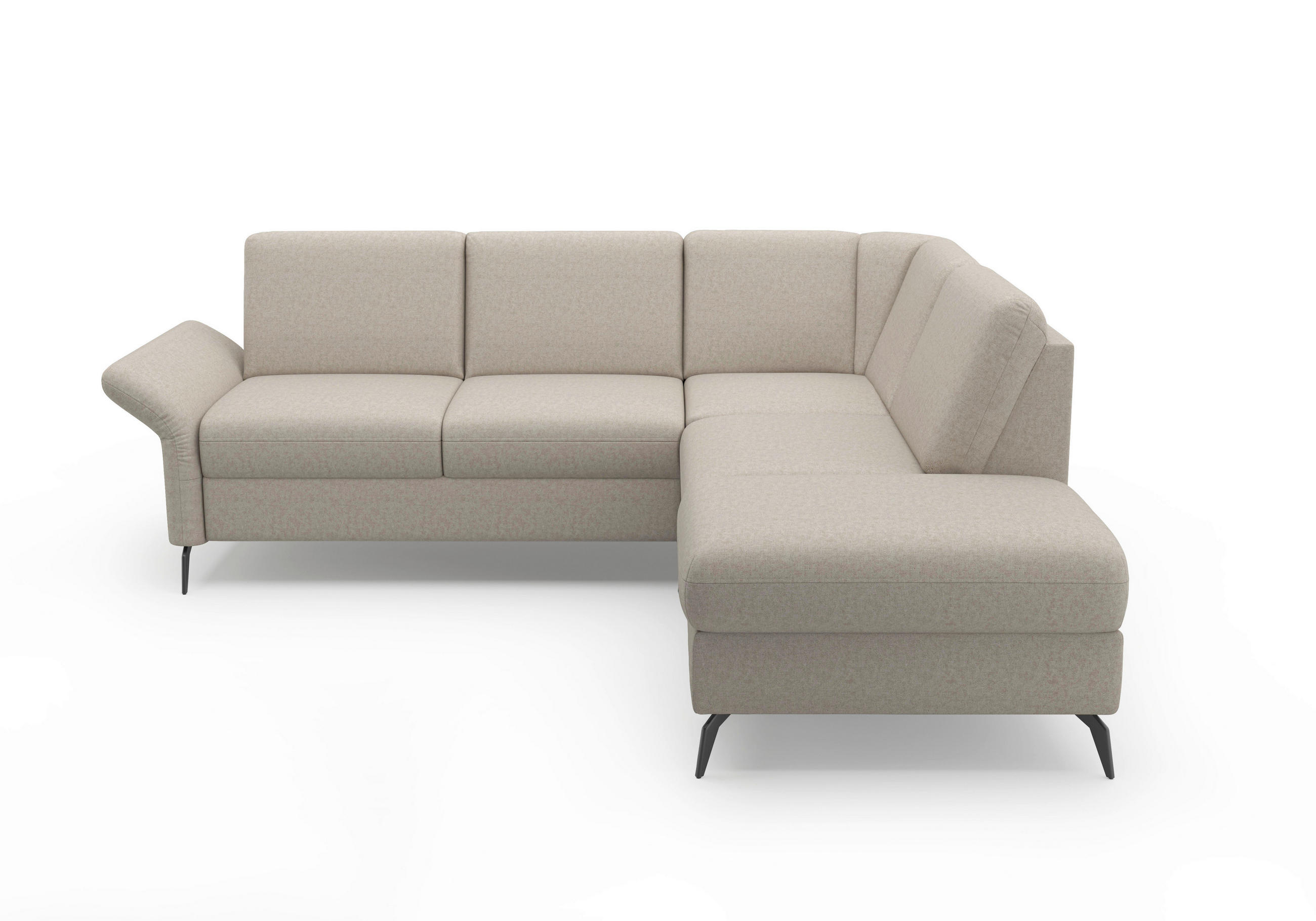 ECKSOFA ROCHELLE E Taupe Flachgewebe  - Taupe/Schwarz, KONVENTIONELL, Textil/Metall (240/216cm) - Sit & More