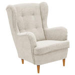 OHRENSESSEL in Webstoff Creme, Eiche Wotan  - Eiche Wotan/Creme, Basics, Holz/Textil (78/102/98cm) - Carryhome