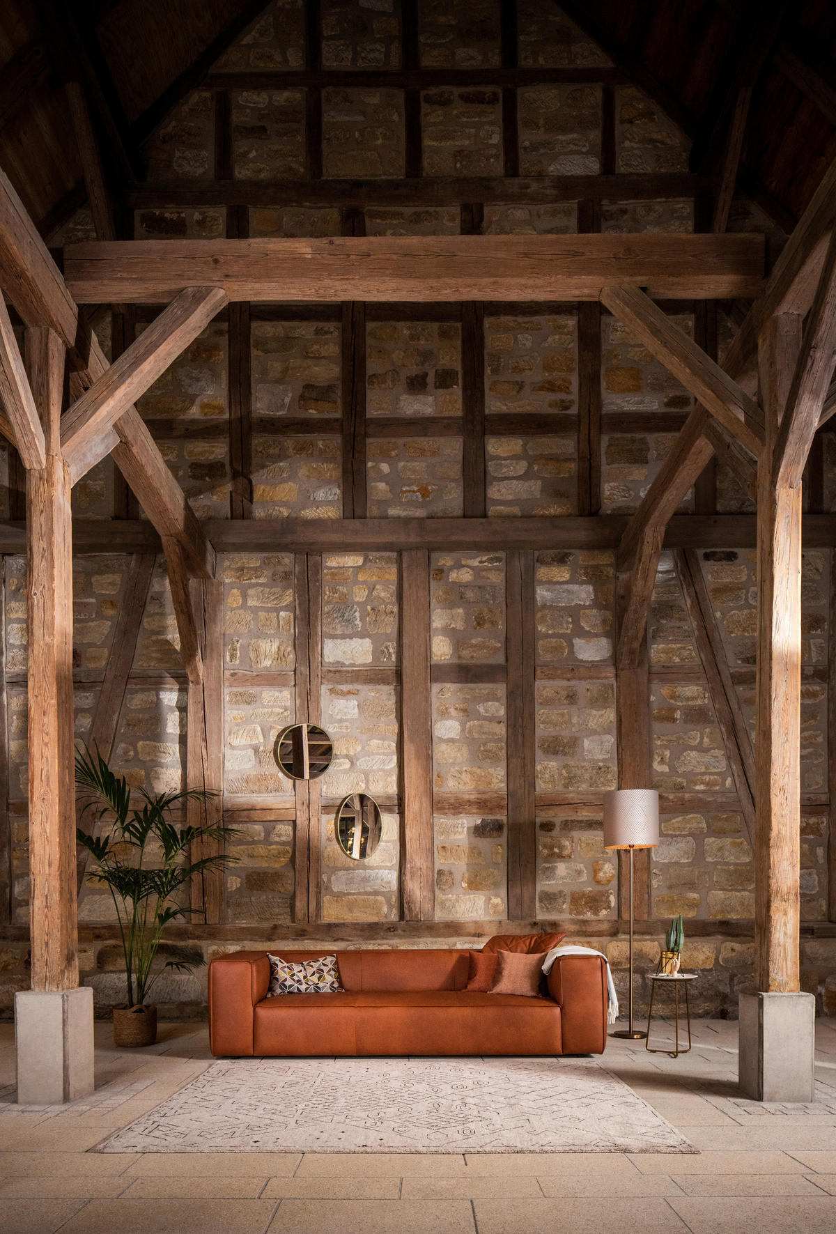 3-SITZER-SOFA in Echtleder Cognac  - Cognac/Schwarz, Modern, Leder/Kunststoff (260/66/104cm) - W.Schillig