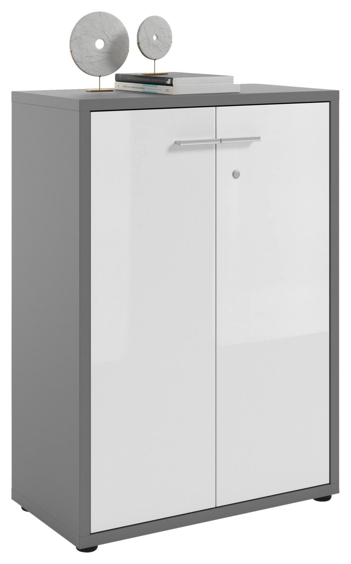 KOMMODE Texas  in 78,1/110/40 cm  - Alufarben/Schwarz, MODERN, Glas/Holzwerkstoff (78,1/110/40cm)