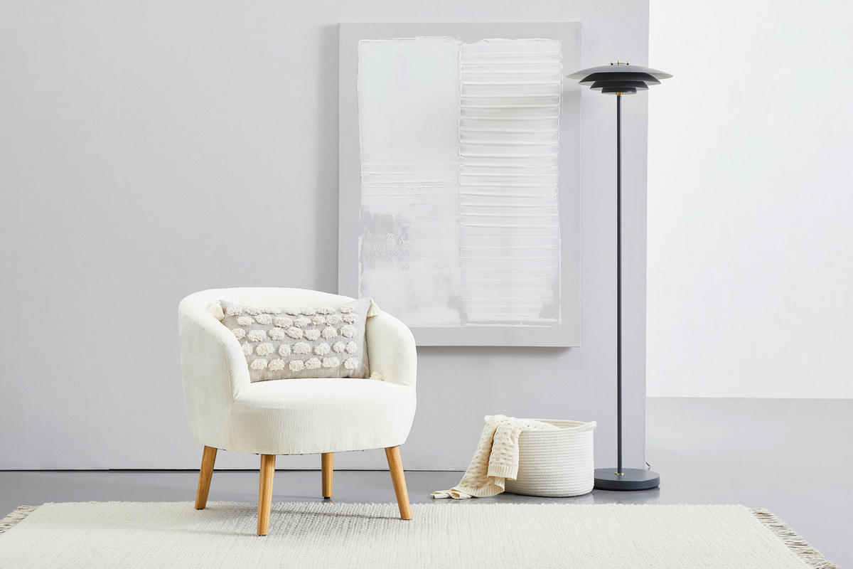 COCKTAILSESSEL Flachgewebe Ecru, Creme    - Ecru/Creme, Design, Holz/Textil (72/71/74cm) - MID.YOU