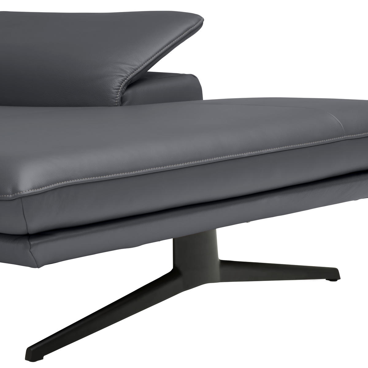 ECKSOFA in Echtleder Dunkelgrau  239/150 cm  - Dunkelgrau/Beige, Design, Leder/Metall (239/150cm) - Koinor