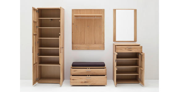 SCHUHSCHRANK  in 65/102/38 cm  - Eichefarben/Nickelfarben, Natur, Holz/Holzwerkstoff (65/102/38cm) - Linea Natura