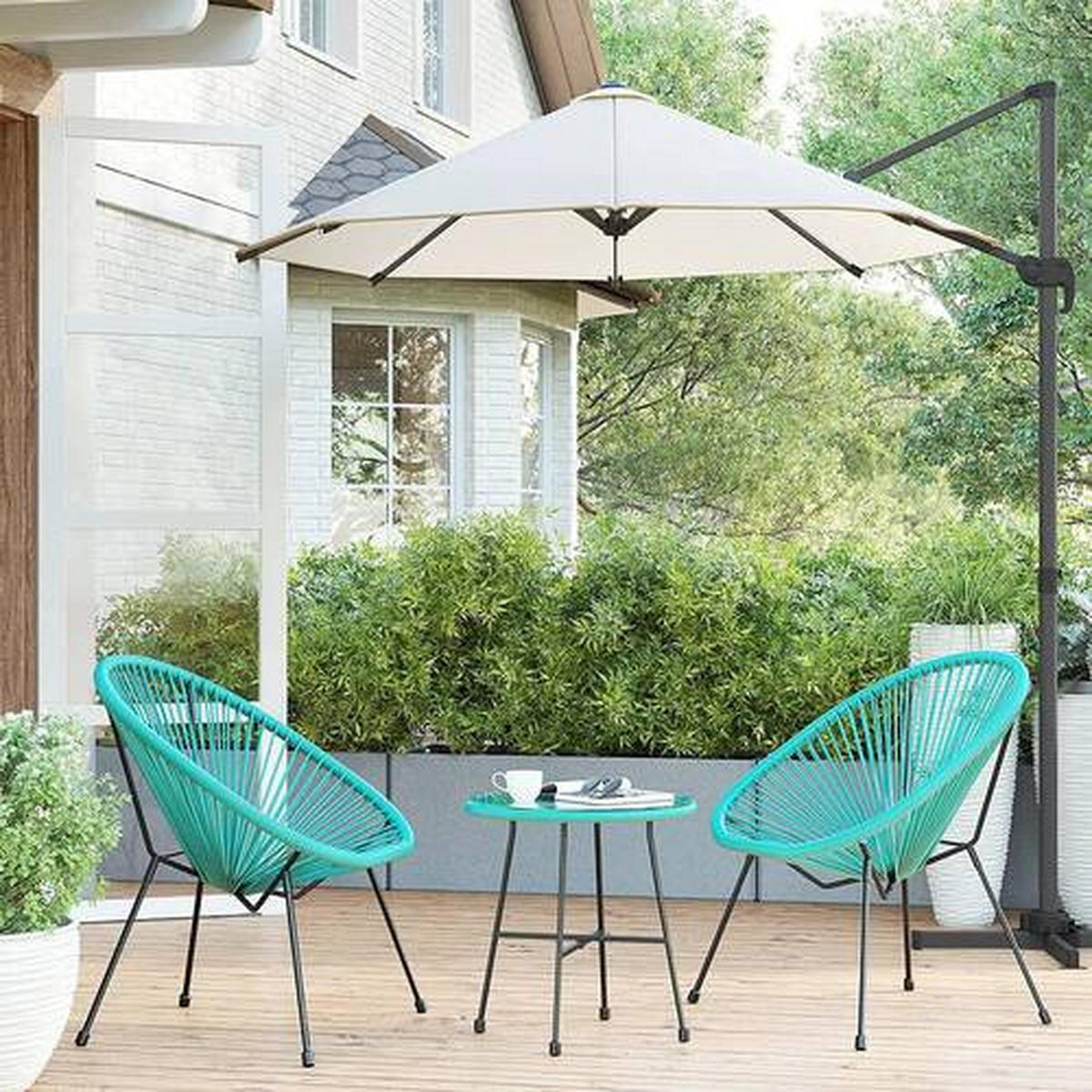 BALKONSET  3-teilig  - Türkis, MODERN, Kunststoff/Metall - Modante