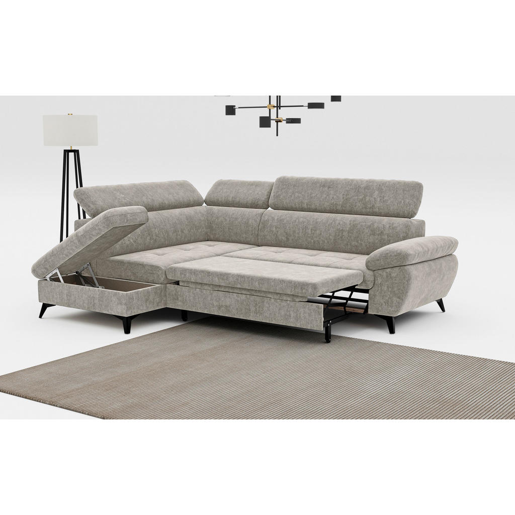 Thumbnail - Mid.you Ecksofa, Schlamm, Textil, 5-Sitzer, Ottomane links, L-Form, 265x207 cm, Stoffauswahl, Rücken echt, Wohnzimmer, S...