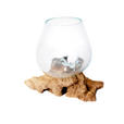VASE 15 cm  - Klar/Transparent, Natur, Glas/Holz (12/15-16cm) - Ambia Home