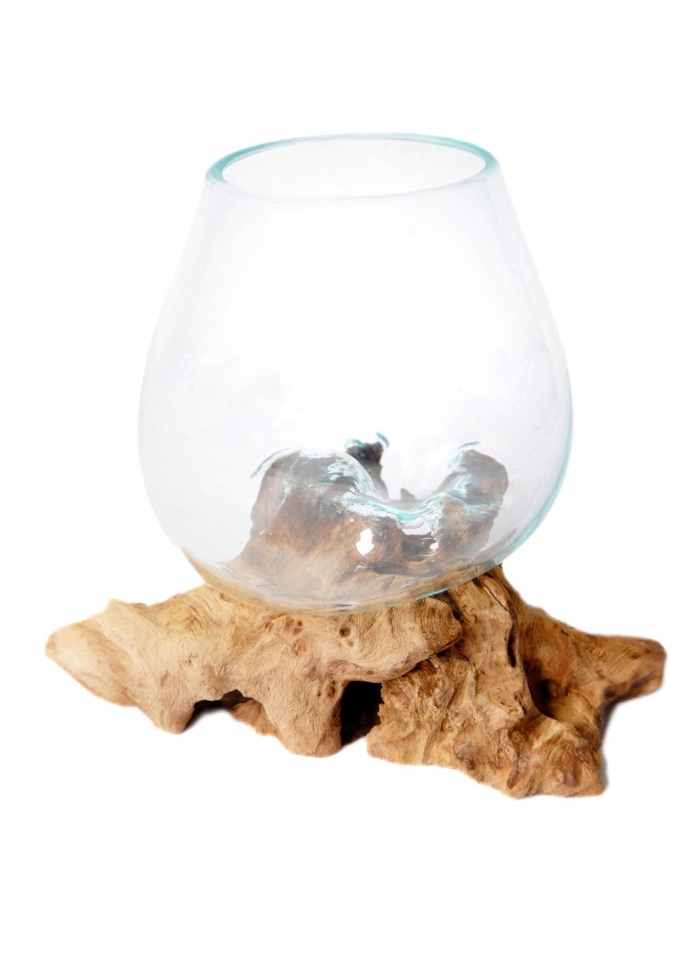 Ambia Home VÁZA, dřevo, sklo, 15 cm