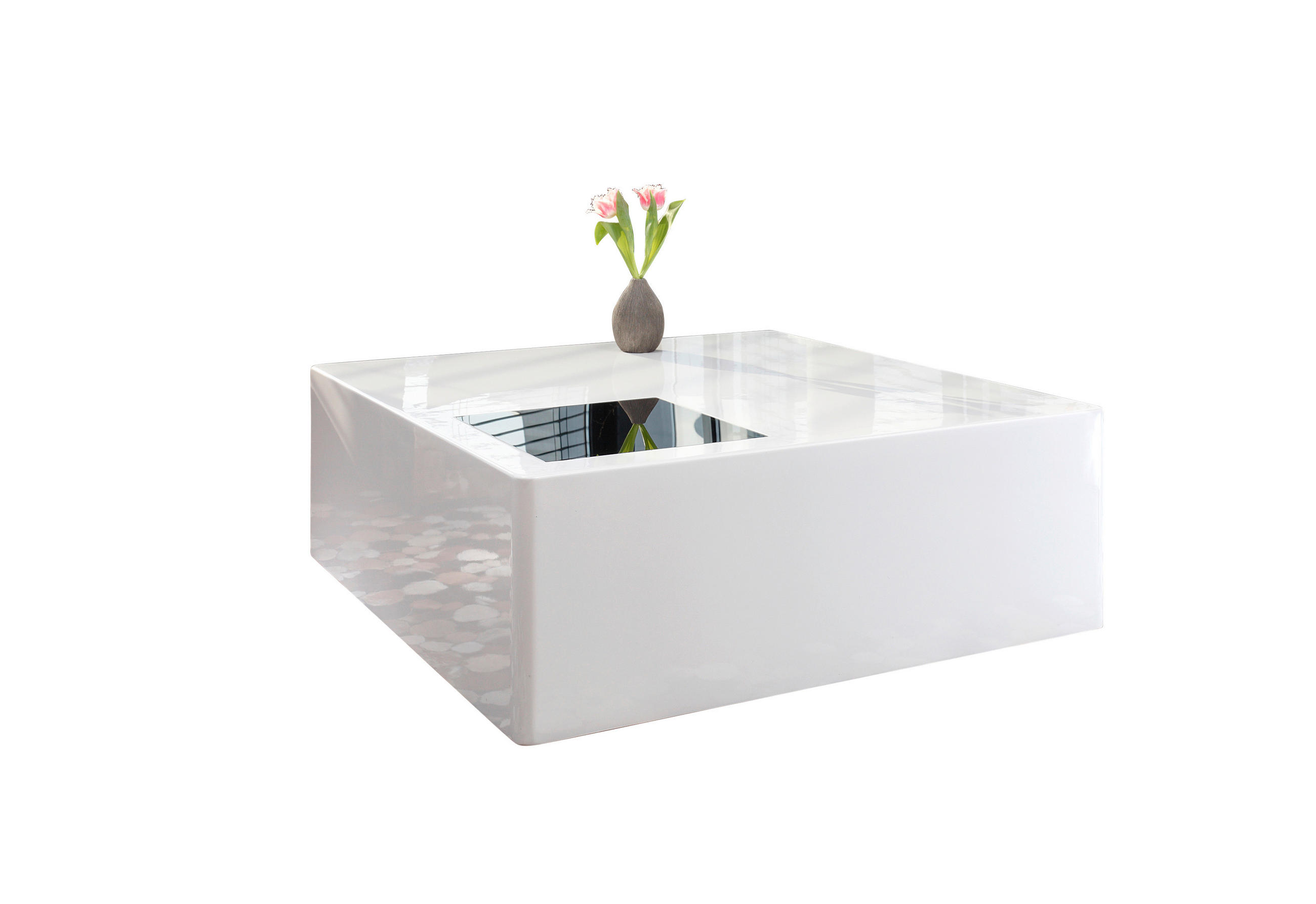 COUCHTISCH in Glas, Holzwerkstoff 100/100/40 cm  - Weiß Hochglanz, Design, Glas/Holzwerkstoff (100/100/40cm) - Livetastic