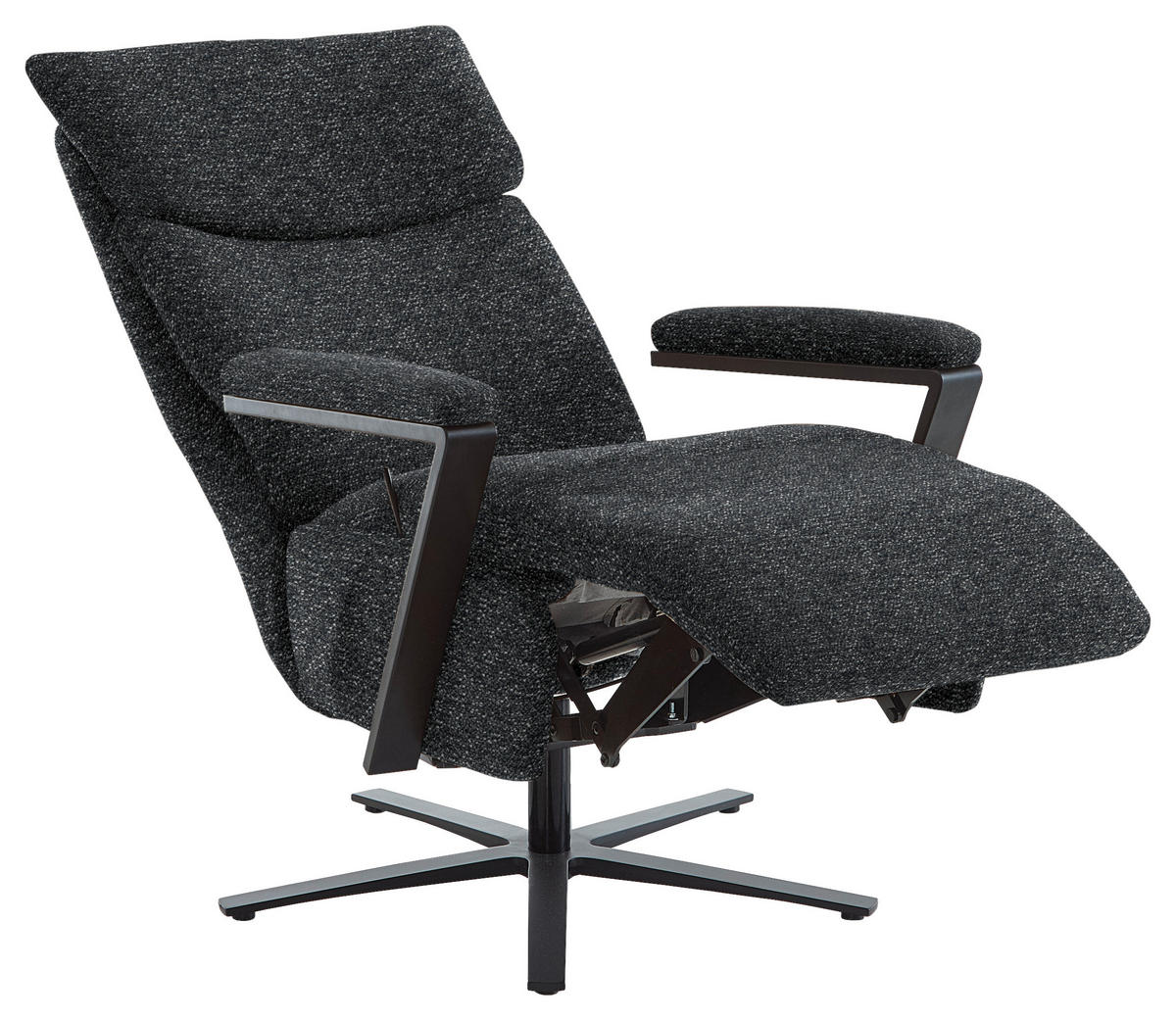 RELAXSESSEL in Textil Graphitfarben  - Schwarz/Graphitfarben, Design, Textil/Metall (68/117/85cm) - Cantus