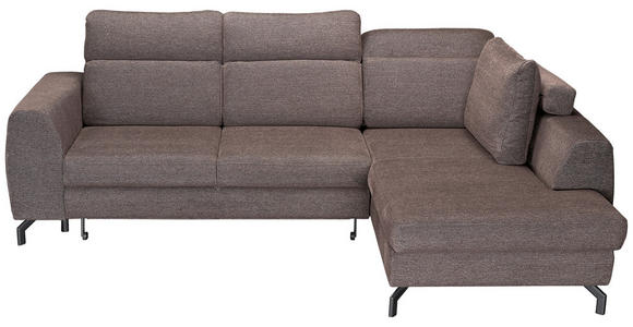 ECKSOFA Dunkelbraun Chenille  - Dunkelbraun/Schwarz, KONVENTIONELL, Textil/Metall (240/185cm) - Carryhome