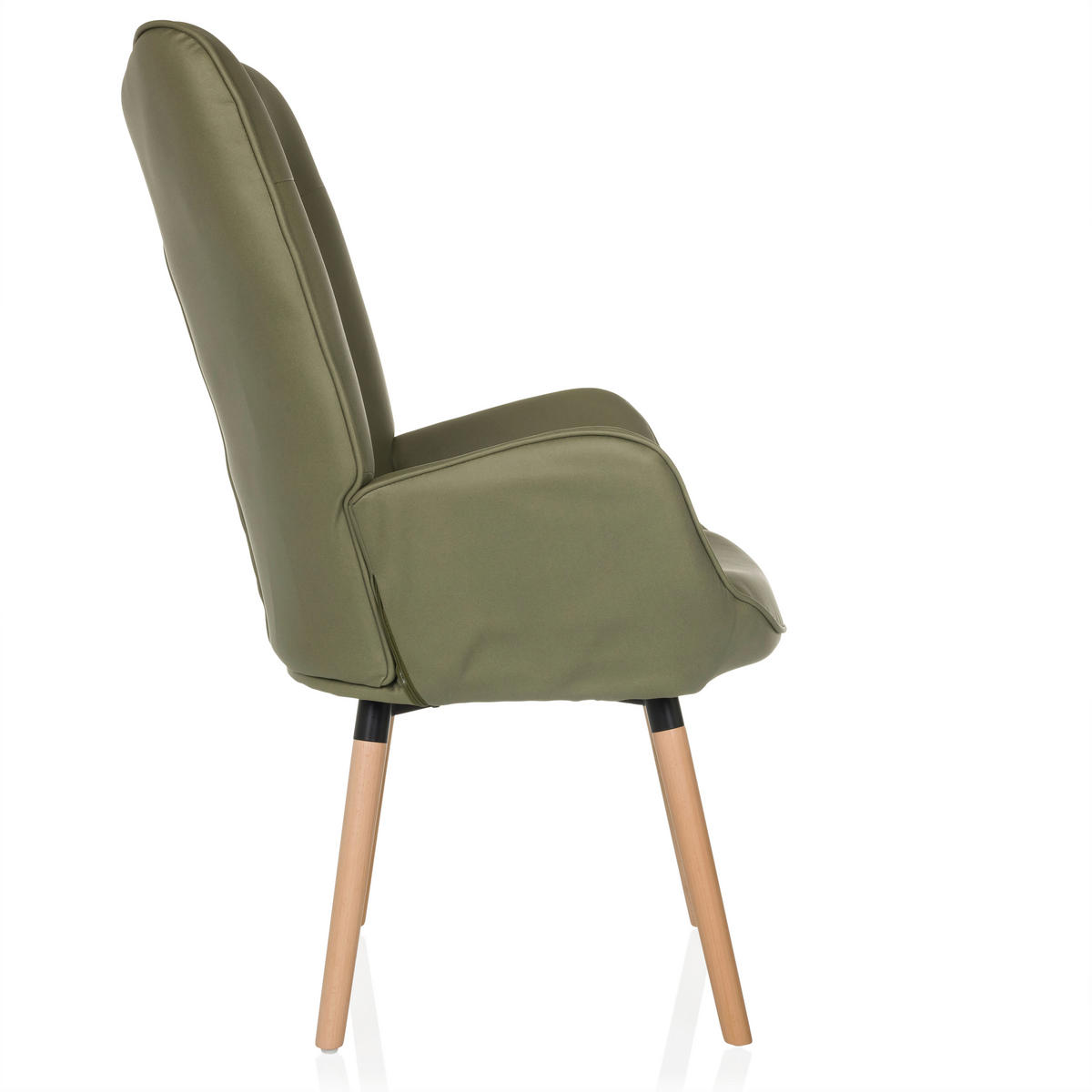 OHRENSESSEL in Velours Grün  - Buchefarben/Grün, MODERN, Holz/Textil (70/106/75cm) - MID.YOU