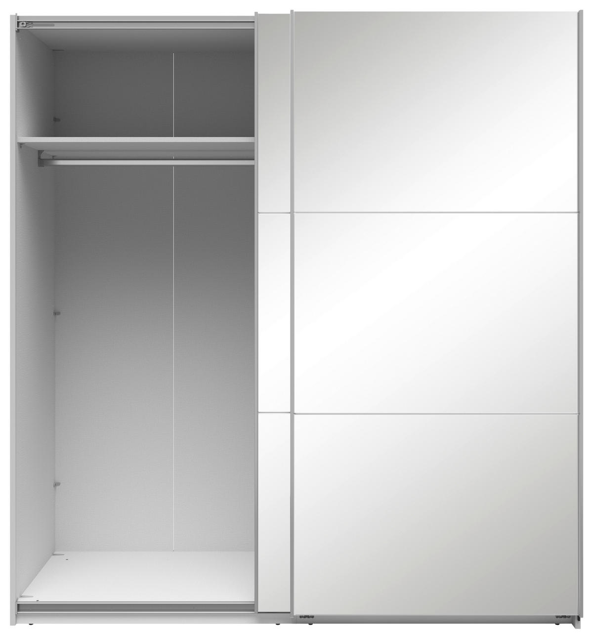 SCHWEBETÜRENSCHRANK  in Weiß  - Silberfarben/Weiß, Basics, Glas/Holzwerkstoff (200/216/64cm) - Boxxx