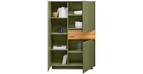 HIGHBOARD Triest Triest Eichefarben, Olivgrün  101/150/42 cm  - Eichefarben/Olivgrün, Design, Glas/Holz (101/150/42cm) - Novel