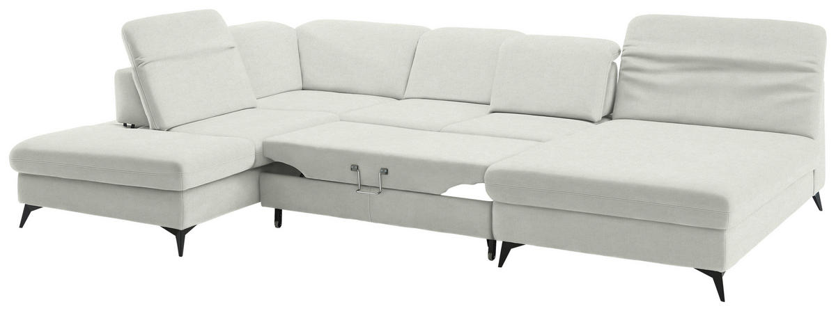 WOHNLANDSCHAFT  in Chenille Naturfarben  - Schwarz/Naturfarben, Design, Textil/Metall (255/369/198cm) - Beldomo Style