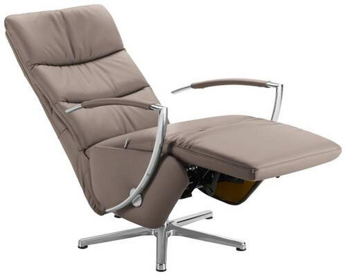 RELAXSESSEL in Leder Fango  - Chromfarben/Fango, Design, Leder/Metall (64/112/80cm) - Cantus