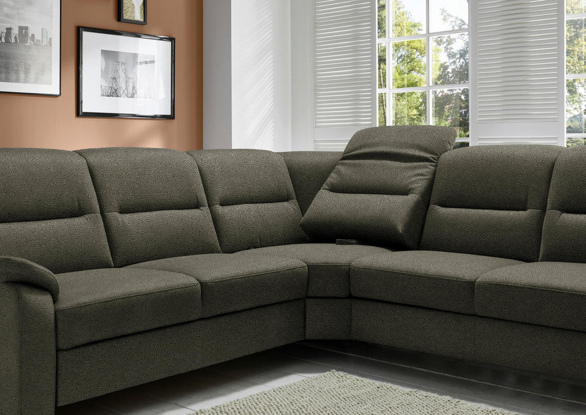 ECKSOFA in Mikrofaser Grün  - Schwarz/Grün, Konventionell, Holz/Textil (245/303cm) - Beldomo Comfort
