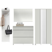 GARDEROBE 4-teilig  in 270/193/37 cm  - Silberfarben/Weiß, Design, Holzwerkstoff/Metall (270/193/37cm)