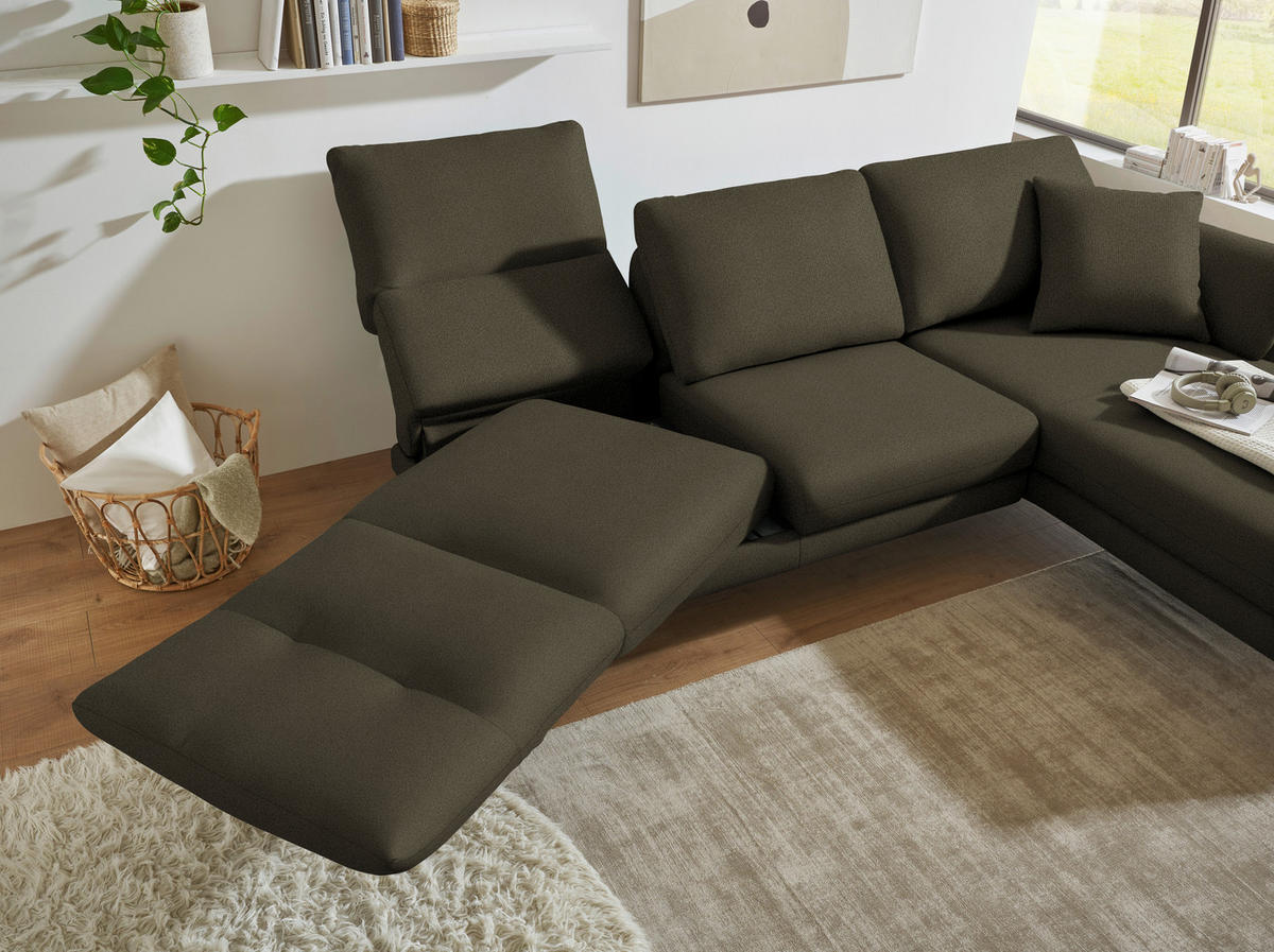 ECKSOFA  in Flachgewebe Dunkelgrün  255-365/175-224 cm  - Dunkelgrün/Schwarz, Design, Textil/Metall (255-365/175-224cm) - Dieter Knoll