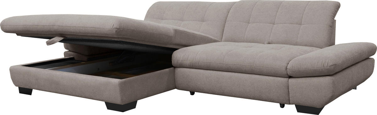 ECKSOFA in Mikrofaser Hellgrau  198/290 cm  - Hellgrau/Schwarz, Design, Textil/Metall (198/290cm) - Xora