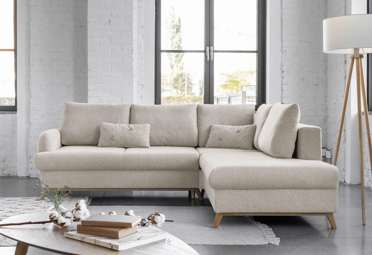 KUTNA GARNITURA tekstil  bež   - prirodne boje/bež, tekstil/drvo (242/202cm) - MID.YOU